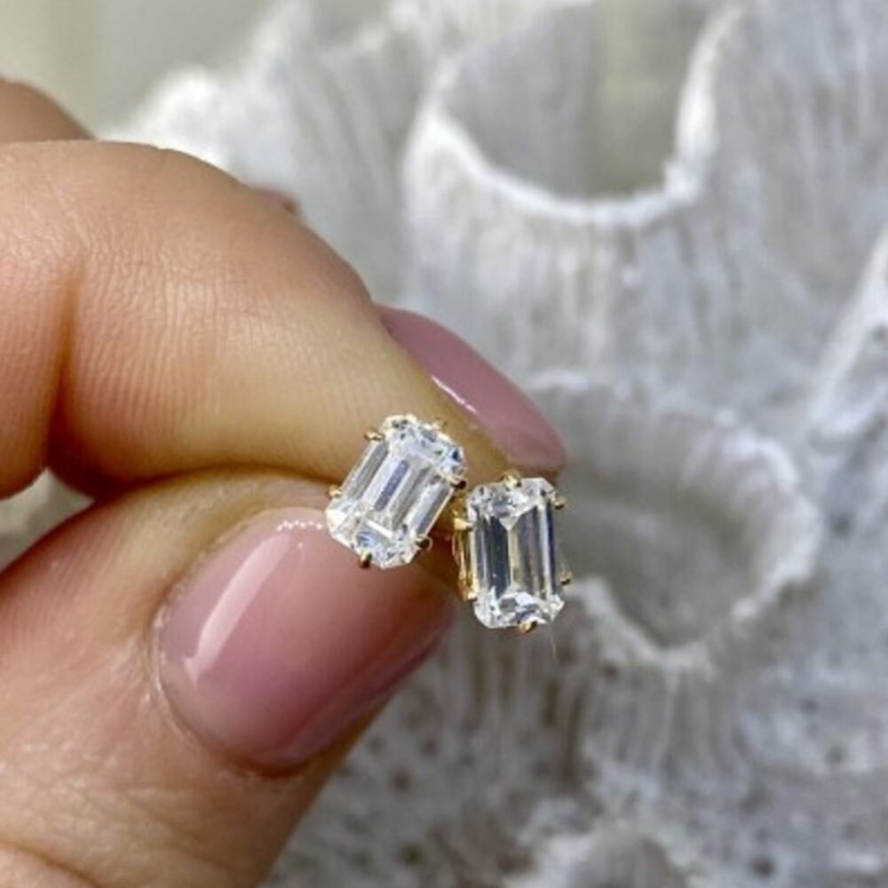 14K Yellow Gold CZ Earrings